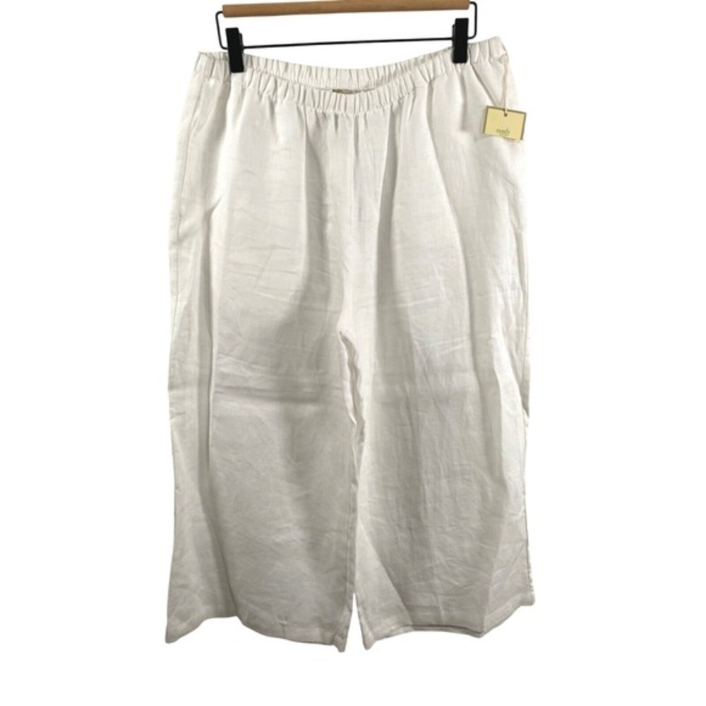 Comfy USA Womens 100% Linen Pants sz M NWT White Made in USA Beach Minimalist